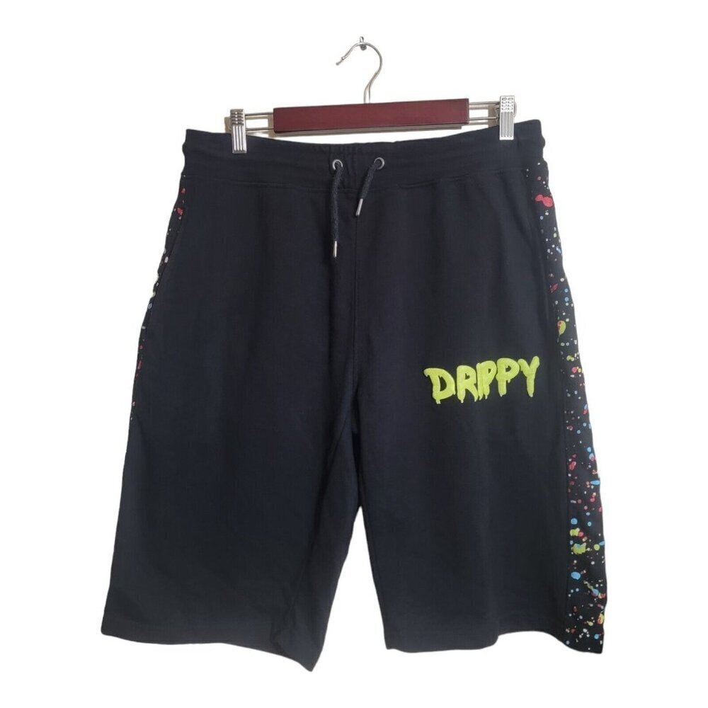 Evolution In Design Shorts Mens XL Black Modern Fleece Logo Embroidered Hip Hop